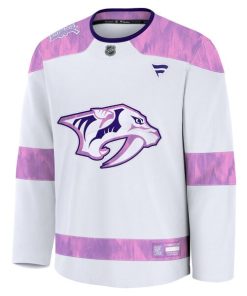 Alternative view of Nashville Predators  2024 Hockey Fights Cancer Practice Jersey - White