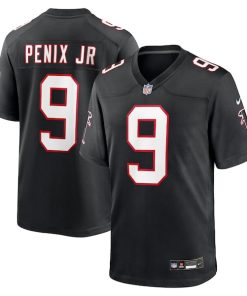 Alternative view of Michael Penix Jr. Atlanta Falcons Nike Throwback Game Jersey -  Black/Red/White