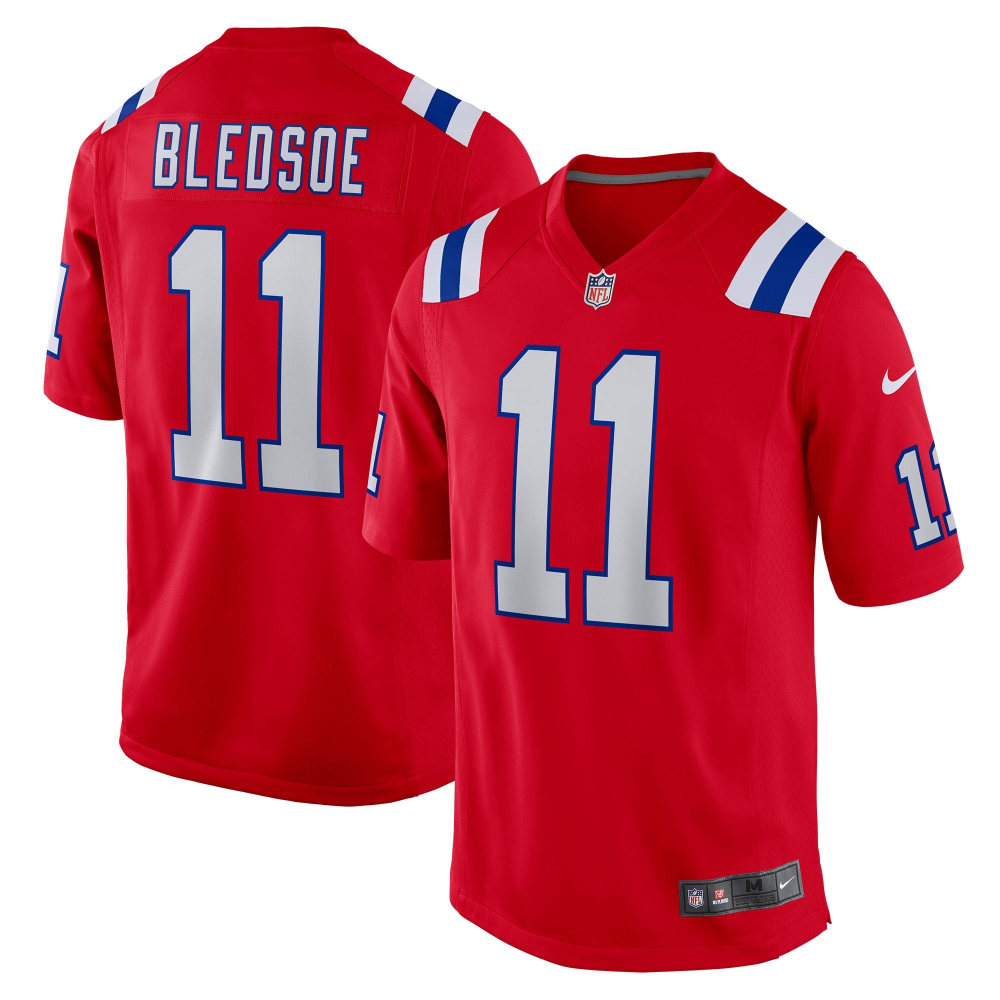 Drew Bledsoe New England Patriots Nike Game Retired Player Jersey - Navy/Red - Image 6