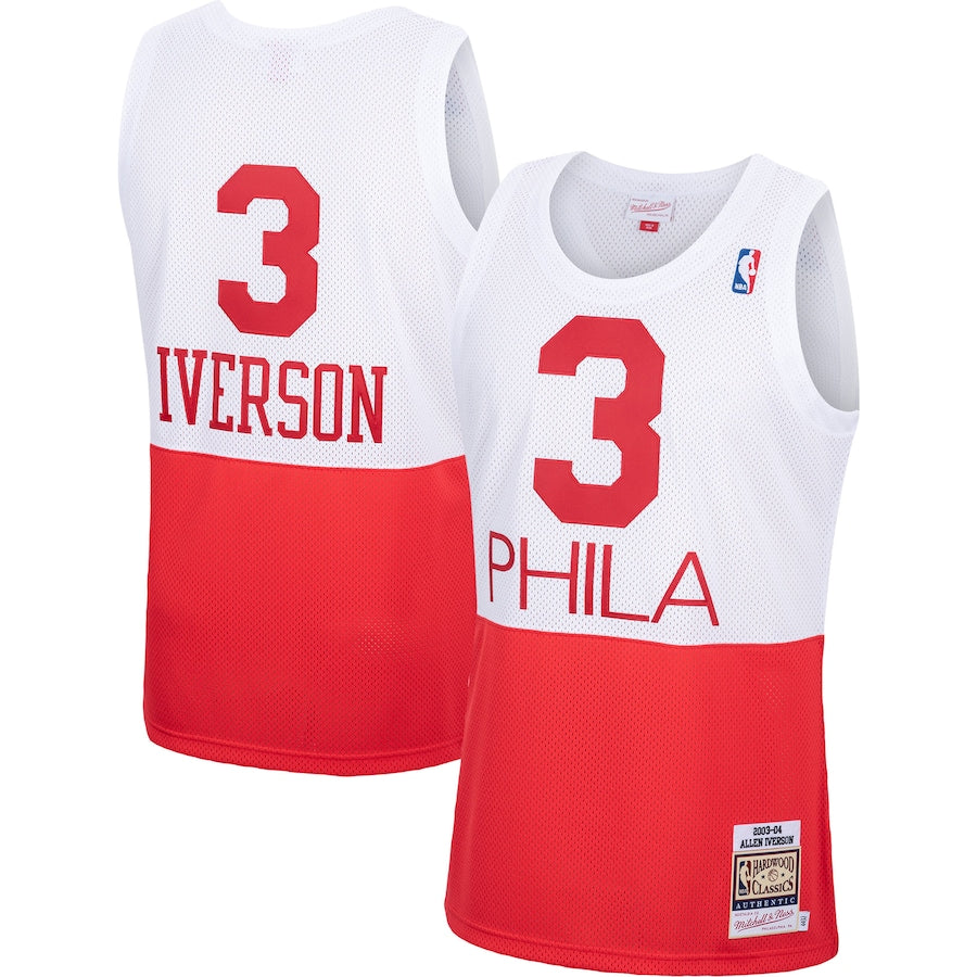 Allen Iverson Philadelphia 76ers 1996/97 Hardwood Classics Authentic Jersey - Red/Black/White - Image 8