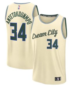 Giannis Antetokounmpo Milwaukee Bucks  2025/26 City Edition Fast Break Jersey - Cream