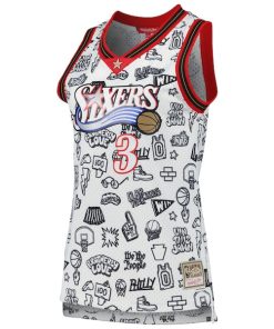 Alternative view of Allen Iverson Philadelphia 76ers Women's 2000 Doodle Swingman Jersey - White