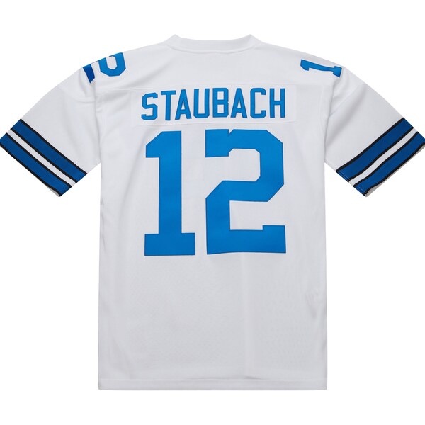 Roger Staubach Dallas Cowboys 1975 Authentic Throwback Retired Player Jersey - White/Royal - Image 4