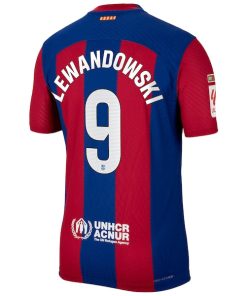Alternative view of Robert Lewandowski Barcelona Nike 2023/24 Home Authentic Jersey - Royal/Aqua/White