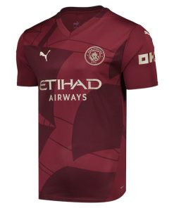Alternative view of Manchester City Puma 2024/25 Third Replica Blank Jersey - Burgundy