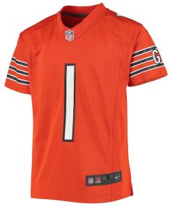 Alternative view of Justin Fields Chicago Bears Nike Youth Game Jersey - Orange