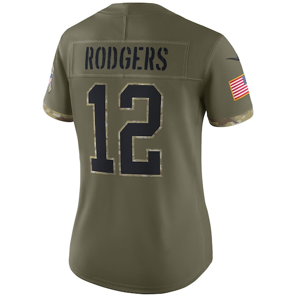 Aaron Rodgers Green Bay Packers Nike Women's 2022 Salute To Service Limited Jersey - Olive - Image 3