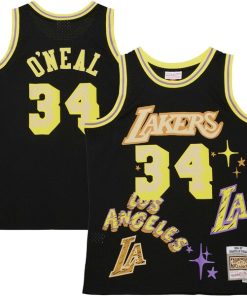 Alternative view of Shaquille O'Neal Los Angeles Lakers  1996/97 Swingman Sidewalk Sketch Jersey - Black