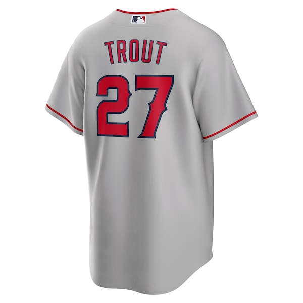 Mike Trout Los Angeles Angels Nike Road Replica Player Name Jersey - Silver/Red/White - Image 4