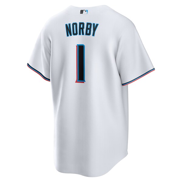 Connor Norby Miami Marlins Nike Home Replica Jersey - White - Image 3