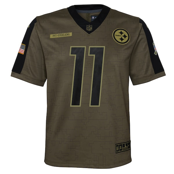 Chase Claypool Pittsburgh Steelers Nike Youth 2021 Salute To Service Game Jersey - Olive - Image 2