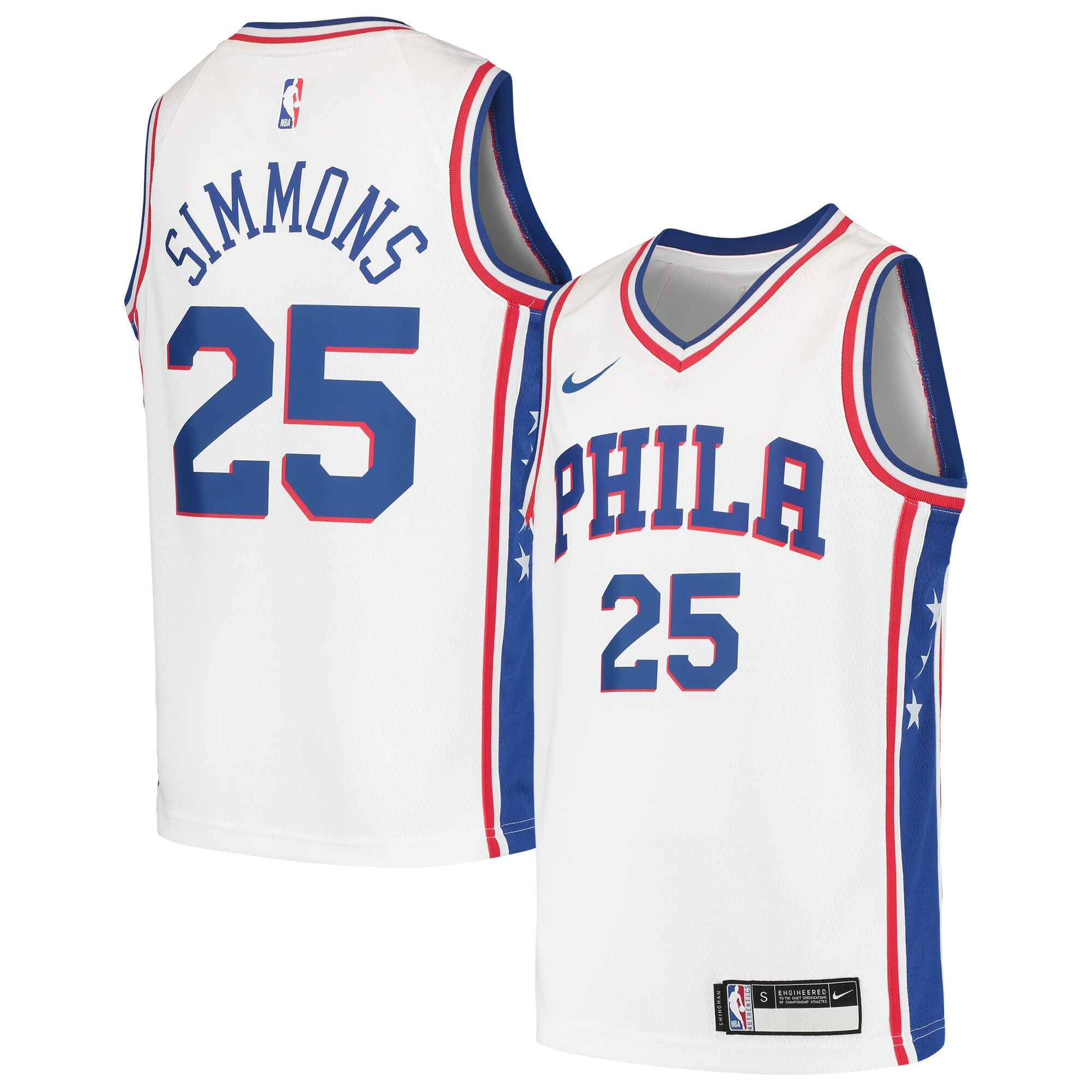 Ben Simmons Philadelphia 76ers Nike Youth Swingman Jersey Royal - Icon Edition/White - Image 6