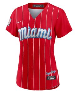 Alternative view of Miami Marlins Nike Women's City Connect Replica Team Jersey - Red