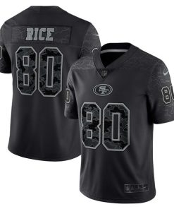 Men's Nike Jerry Rice Black San Francisco 49ers Retired Player RFLCTV Limited Jersey
