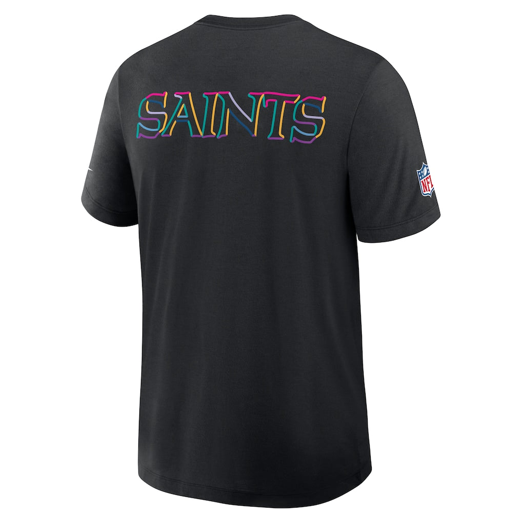 New Orleans Saints Nike 2025 NFL Crucial Catch Tri-Blend Dri-FIT T-Shirt - Black - Image 3