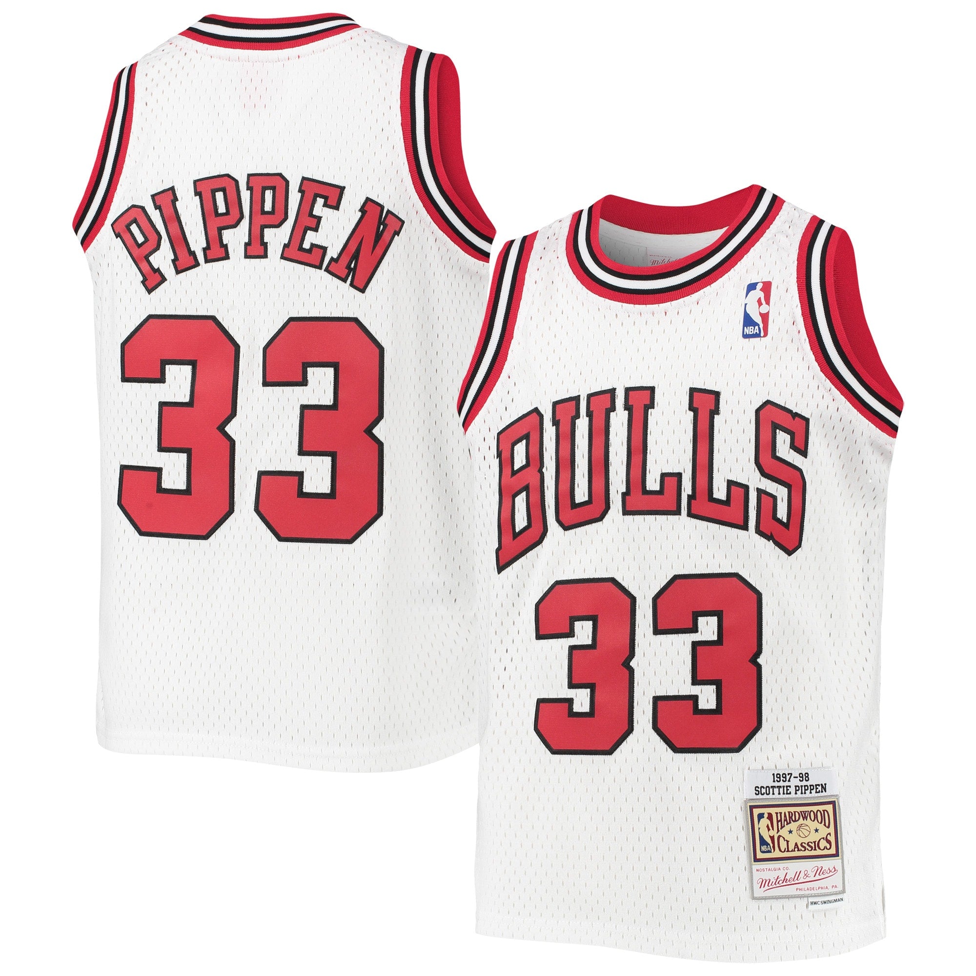 Scottie Pippen Chicago Bulls Youth Hardwood Classics Swingman Throwback Jersey - Black/Red/White - Image 11