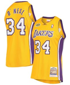 Shaquille O'Neal Los Angeles Lakers 2000 NBA Finals Hardwood Classics Authentic Jersey - Gold