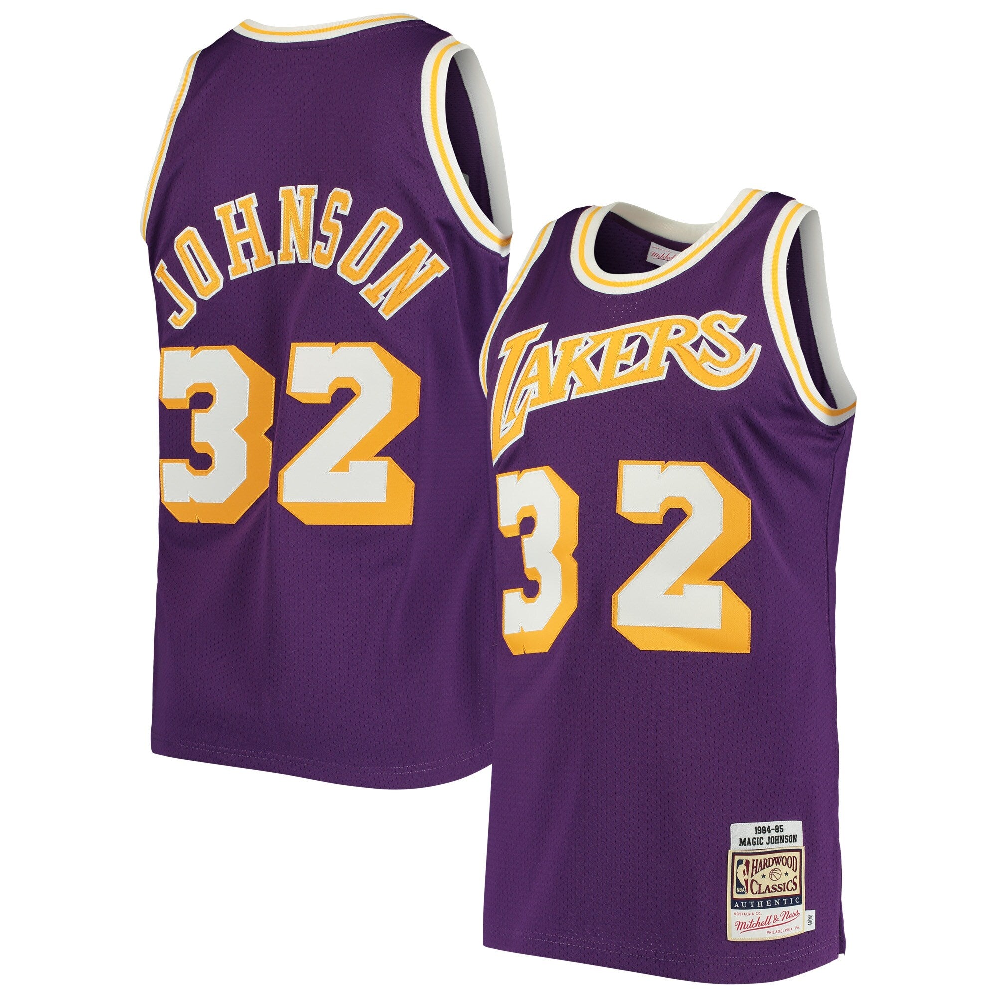 Magic Johnson Los Angeles Lakers 1984/85 Hardwood Classics Authentic Jersey - Gold/Purple - Image 5