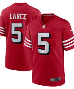 Alternative view of Trey Lance San Francisco 49ers Nike Alternate Game Jersey - Scarlet/Scarlet