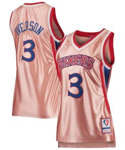 Allen Iverson Philadelphia 76ers Women's 75th Anniversary Rose Gold 1996 Swingman Jersey - Pink
