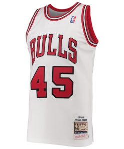 Alternative view of Men's Chicago Bulls Michael Jordan White 1994-95 Hardwood Classics Authentic Player Jersey
