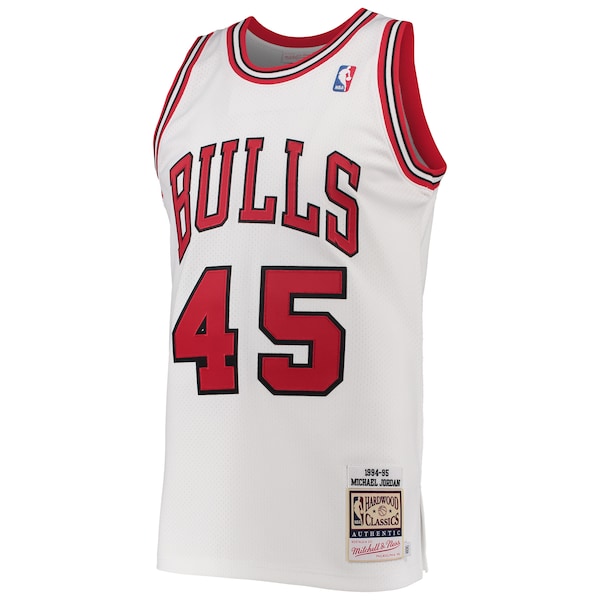 Men's Chicago Bulls Michael Jordan White 1994-95 Hardwood Classics Authentic Player Jersey - Image 2