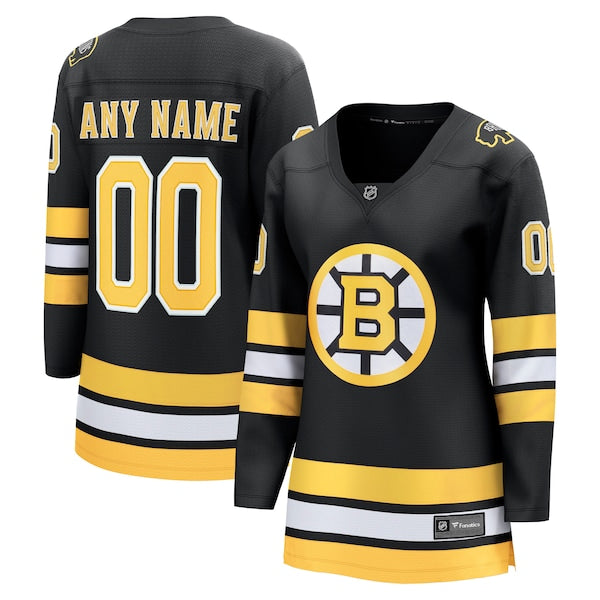 Boston Bruins Women's Home Breakaway Custom Jersey - Black