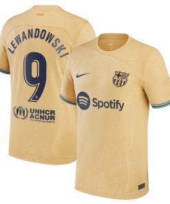 Robert Lewandowski Barcelona Nike 2022/23 Away Replica Player Jersey - Gold