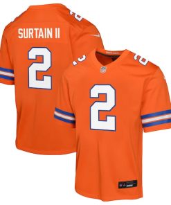 Patrick Surtain II Denver Broncos Nike Youth Mile High Collection 1977 Throwback Game Jersey - Orange
