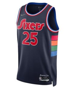 Alternative view of Ben Simmons Philadelphia 76ers Nike 2021/22 Swingman Jersey - City Edition - Navy