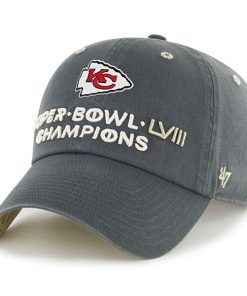 Alternative view of Kansas City Chiefs '47 Super Bowl LVIII Champions Side Patch Clean Up Adjustable Hat - Charcoal