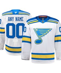 Alternative view of St. Louis Blues  Away Authentic Pro Custom Jersey - White/Blue