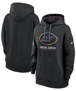 New York Jets Nike Women's 2024 NFL Crucial Catch Club Pullover Hoodie - Black