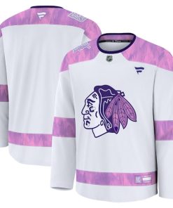 Chicago Blackhawks  2024 Hockey Fights Cancer Practice Jersey - White
