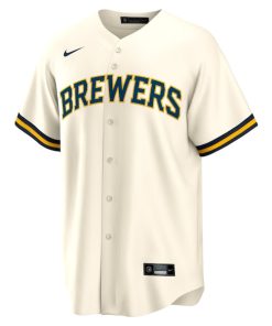 Alternative view of Garrett Mitchell Milwaukee Brewers Nike Replica Player Jersey - Cream