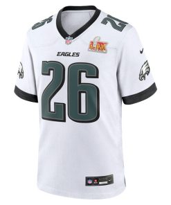 Alternative view of Saquon Barkley Philadelphia Eagles Nike Super Bowl LIX Game Player Jersey - White