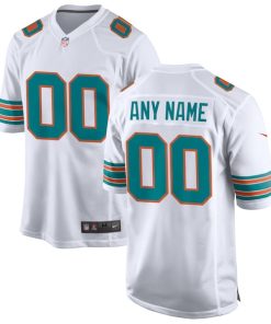 Miami Dolphins Nike Alternate Custom Game Jersey - White/Aqua