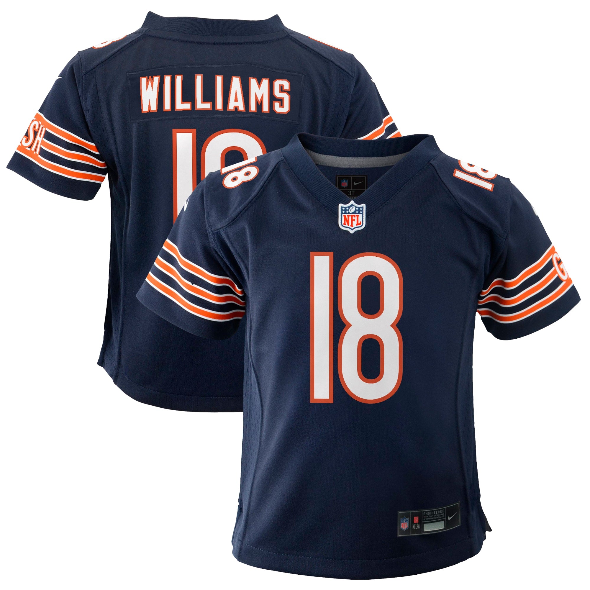 Caleb Williams Chicago Bears Nike Youth White Game Jersey - White/Navy - Image 6