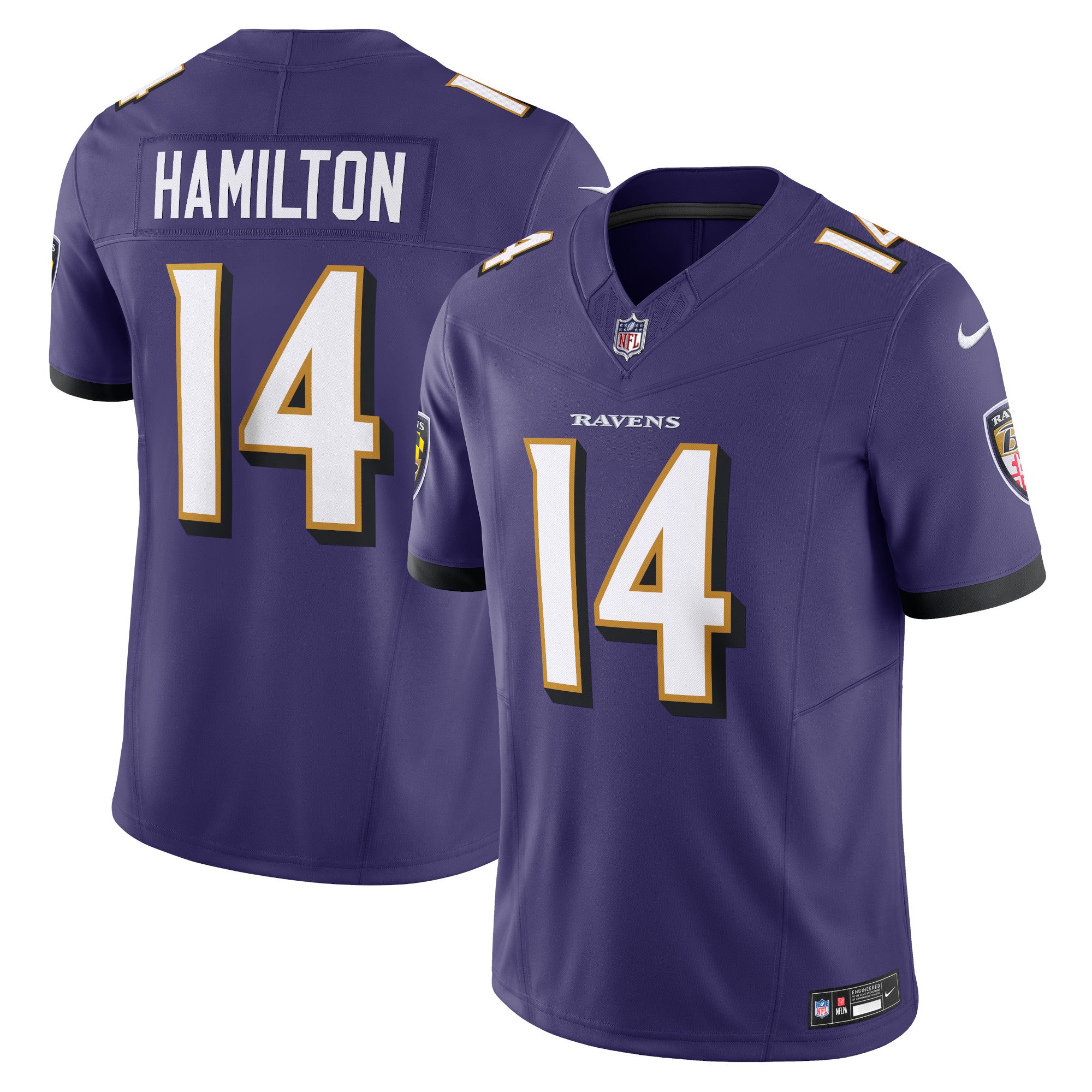Kyle Hamilton Baltimore Ravens Nike Alternate Vapor F.U.S.E. Limited Jersey - Black/Purple - Image 5