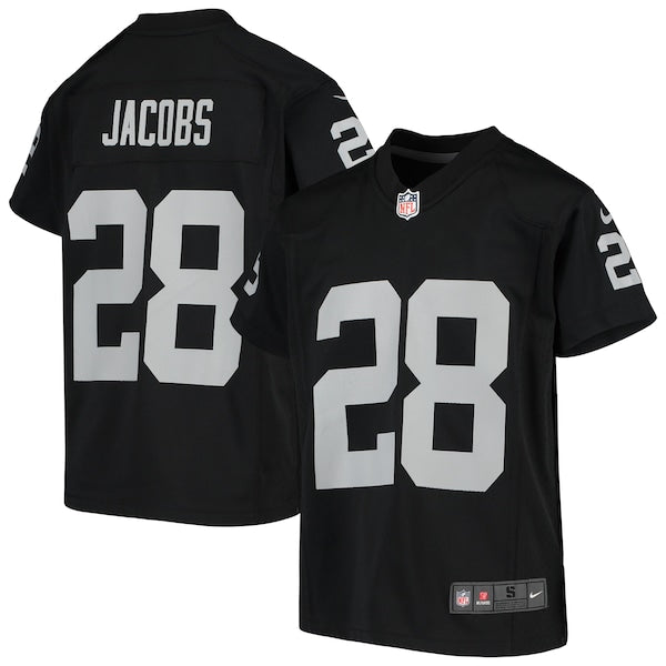 Josh Jacobs Las Vegas Raiders Nike Youth Game Jersey - Black/White - Image 3