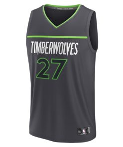 Alternative view of Rudy Gobert Minnesota Timberwolves  Youth Fast Break Replica Player Jersey - Statement Edition - Black