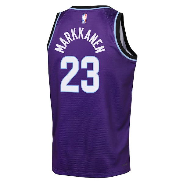 Lauri Markkanen Utah Jazz Nike Youth Icon Edition Swingman Jersey - Purple - Image 3