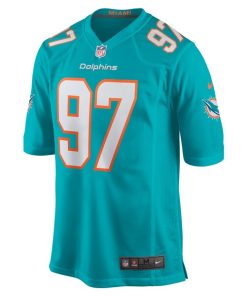 Alternative view of Jaylen Twyman Miami Dolphins Nike Home Game Player Jersey - Aqua