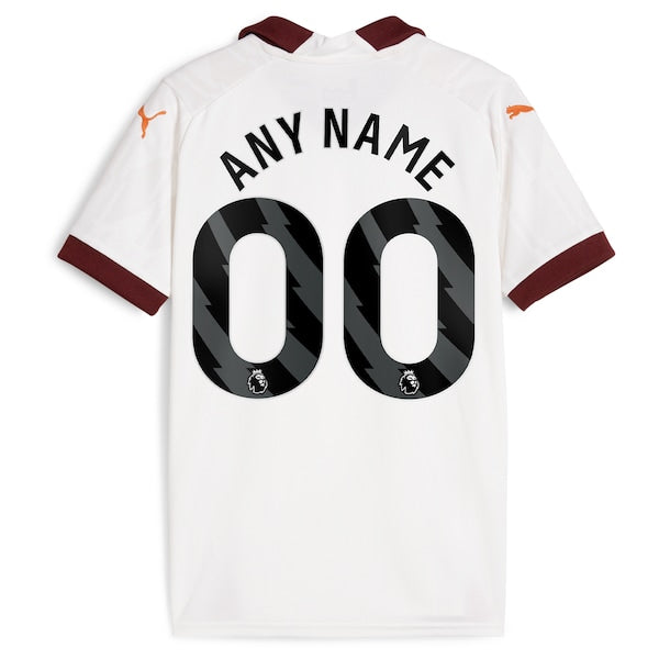 Manchester City Puma Youth 2023/24 Away Custom Replica Jersey - White - Image 3