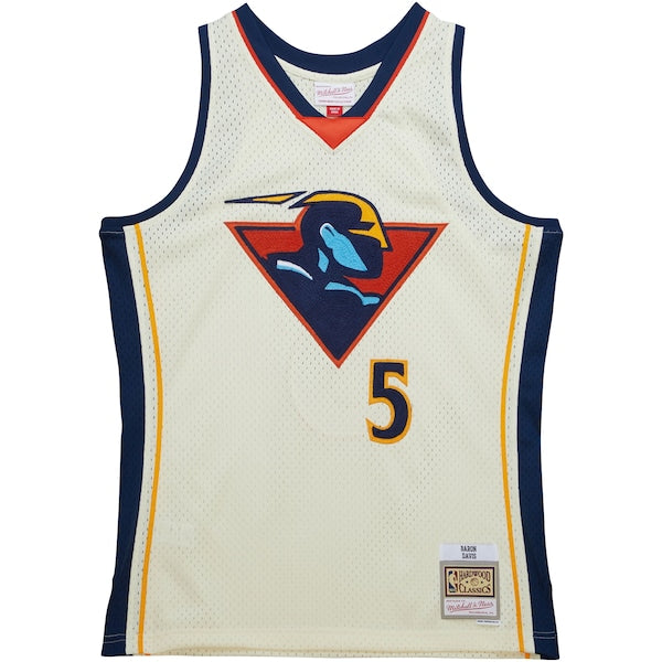 Baron Davis Golden State Warriors Chainstitch Swingman Jersey - Cream - Image 6