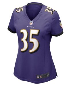 Alternative view of Gus Edwards Baltimore Ravens Nike Women's Game Jersey - Purple