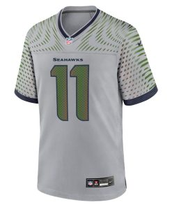 Alternative view of Jaxon Smith-Njigba Seattle Seahawks Nike 2025 Rivalries Collection Game Jersey - Wolf Gray