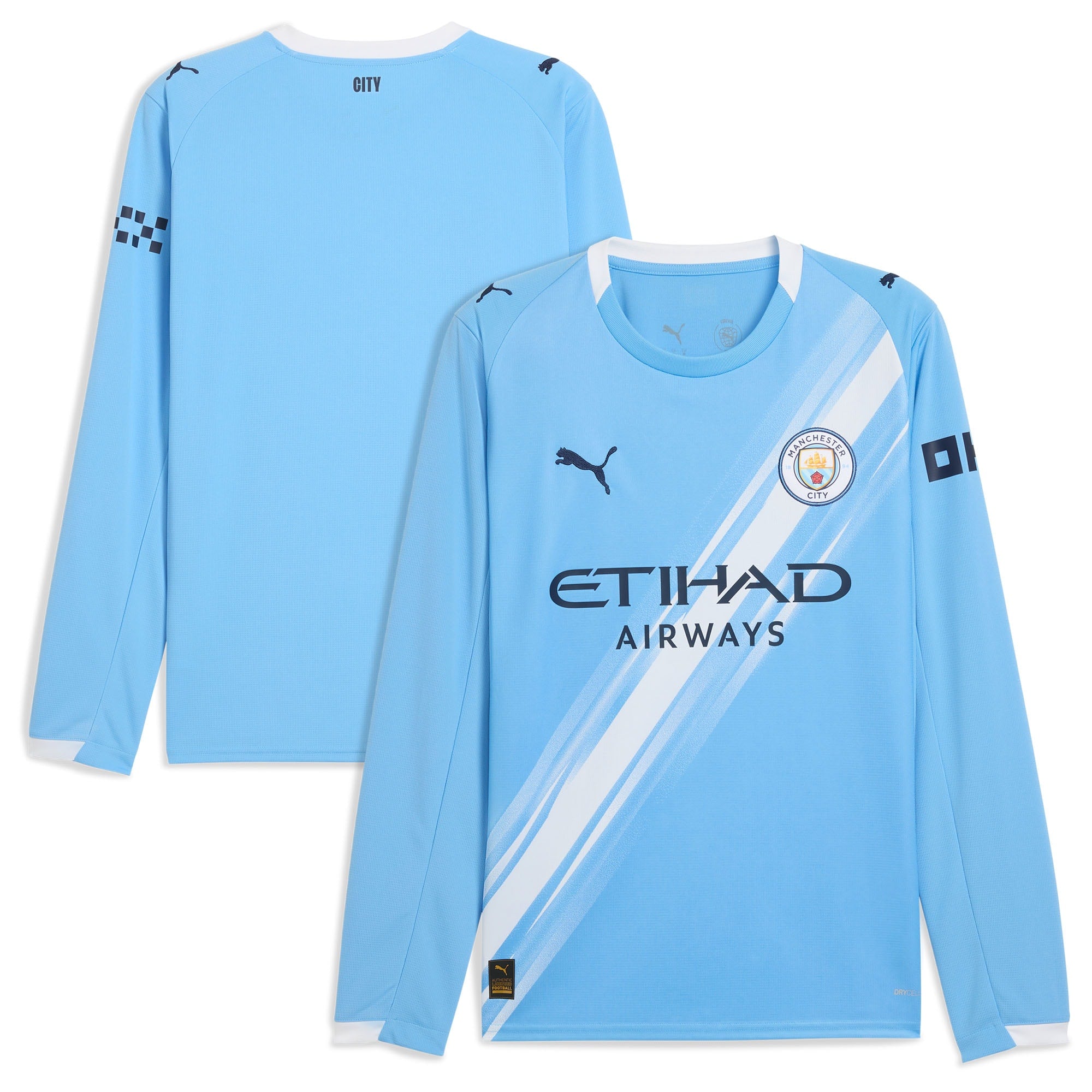 Manchester City Puma 2025/26 Away Replica Long Sleeve Jersey - Black/Light Blue - Image 5