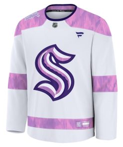 Alternative view of Seattle Kraken  2024 Hockey Fights Cancer Practice Jersey - White