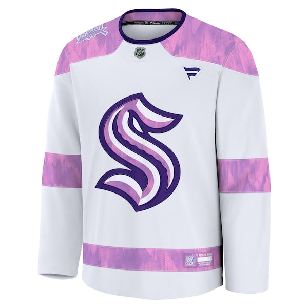 Seattle Kraken 2024 Hockey Fights Cancer Practice Jersey - White - Image 2
